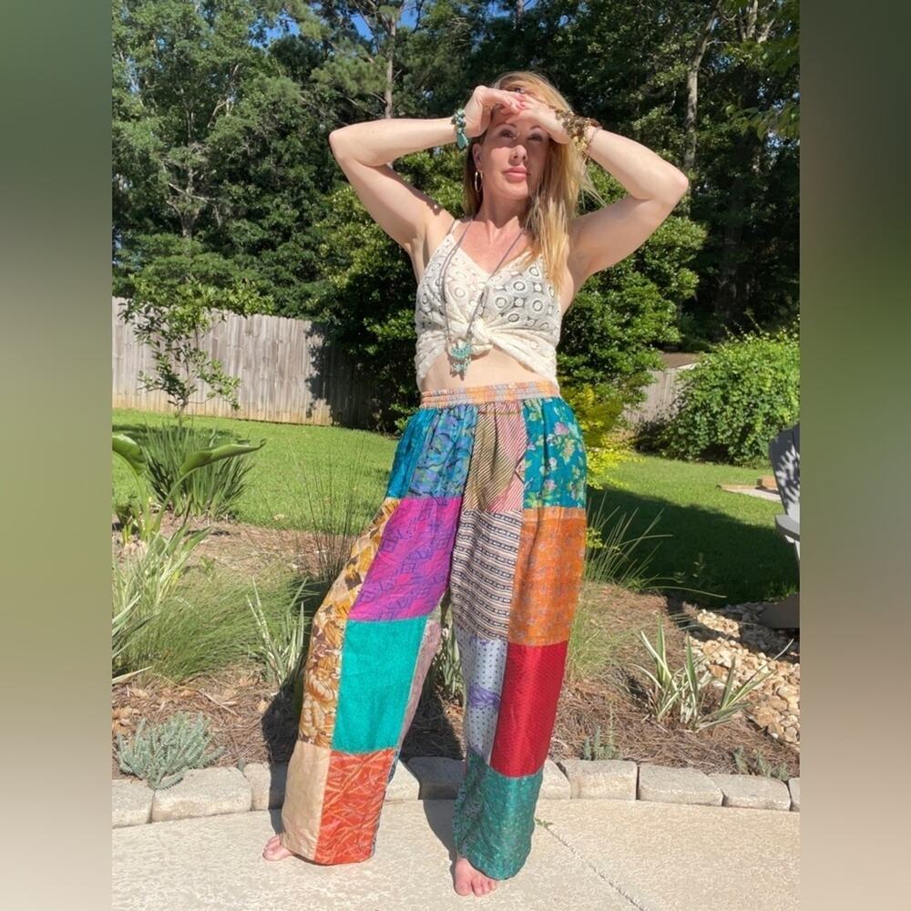 Vintage Silk patchwork silk pants